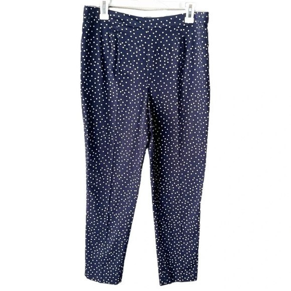 Court & Rowe Pants Women's 12 Navy Blue White Scatter Polka Dot Twee Academia - Picture 1 of 6